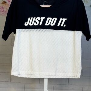 Nike Women's Black and White Just Do It Tee